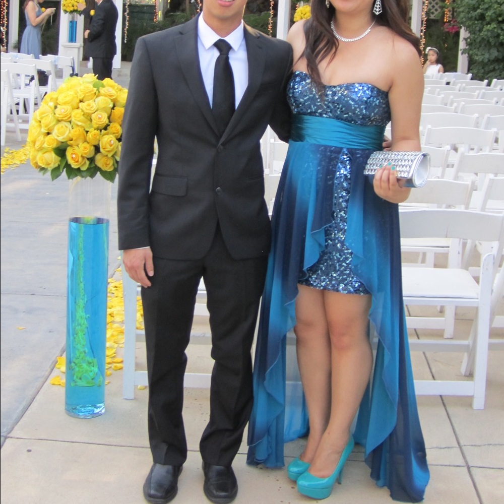 Stunning Two-Toned High-Low Formal Sequin Dress